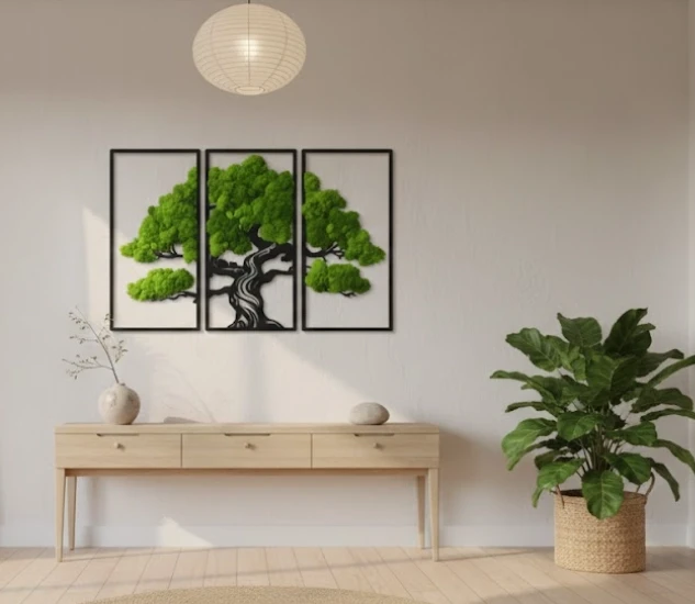 dekoracja na ścianę do przedpokoju japandi