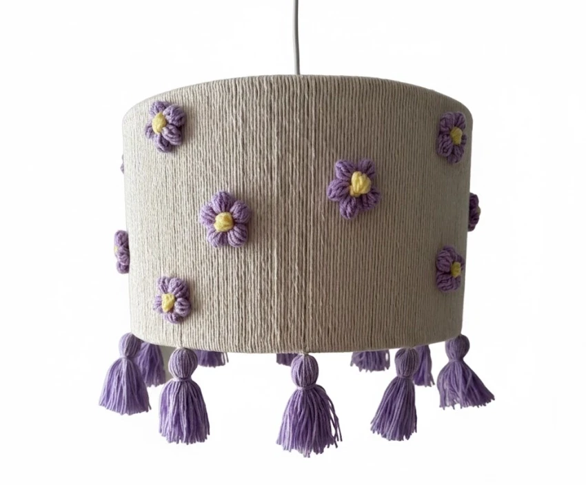 lampa fioletowe kwiatki do pokoju dziecka