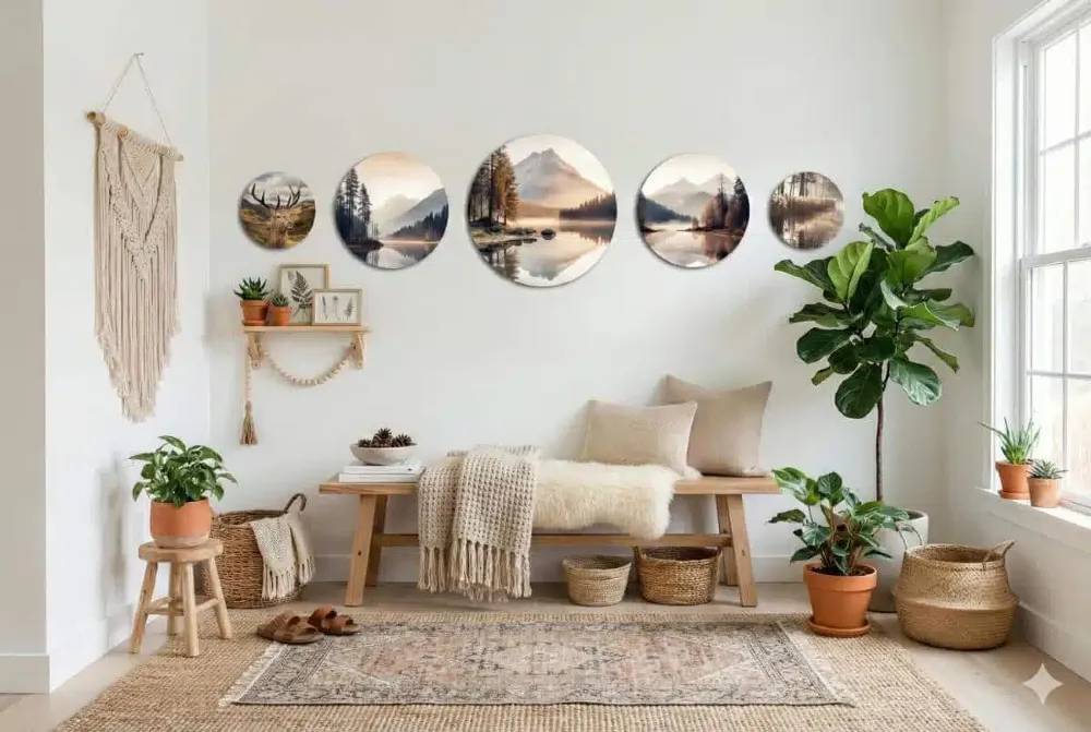 salon boho, kolory ziemi