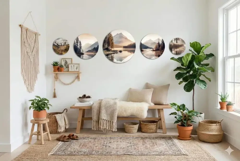 salon boho, kolory ziemi