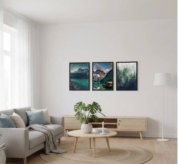 Plakaty krajobrazy do salonu skandynawskie