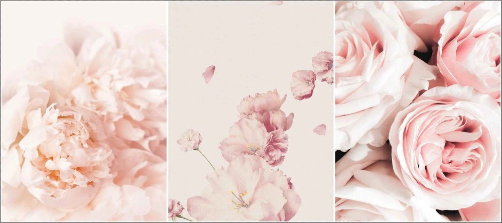 Zestaw 3 plakatów różowe kwiaty do sypialni