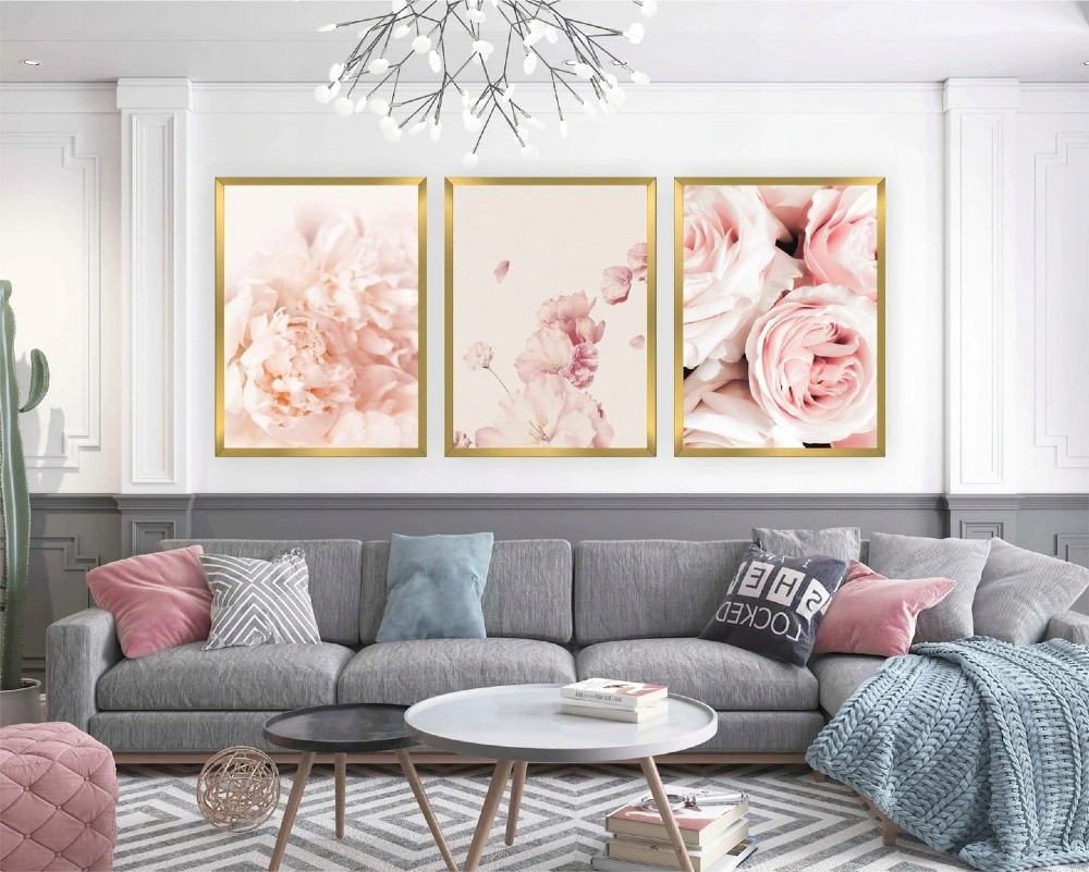 Romantyczny tryptyk kwiatowy