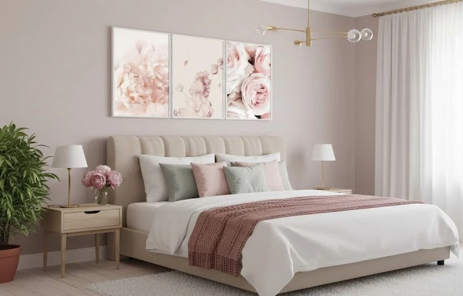 plakaty kwiaty do sypialni