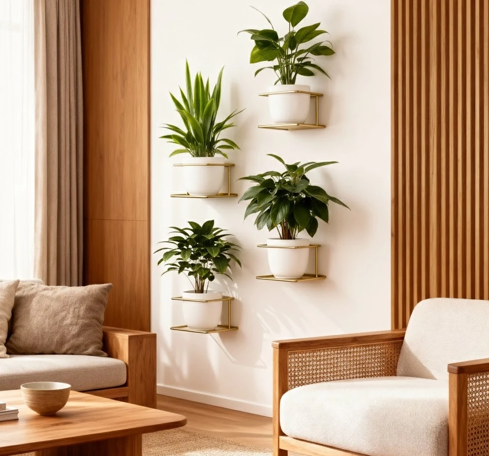 4 kwietniki w złotym kolorze domowa dżungla