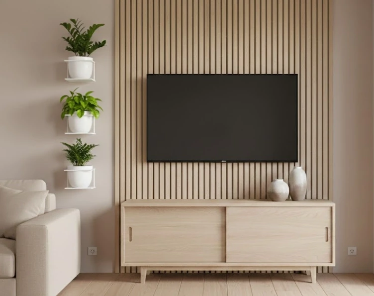 kwietniki w salonie japandi