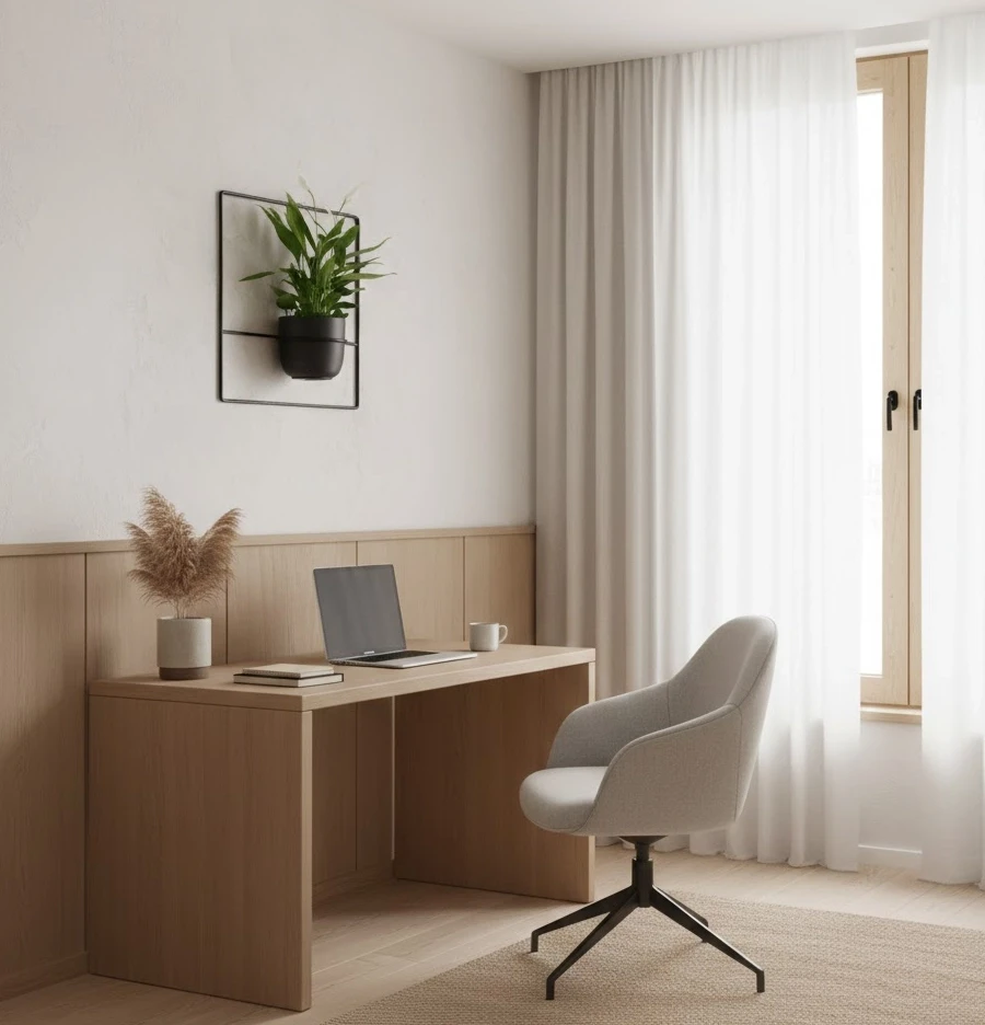 kwietnik wiszący do biura japandi