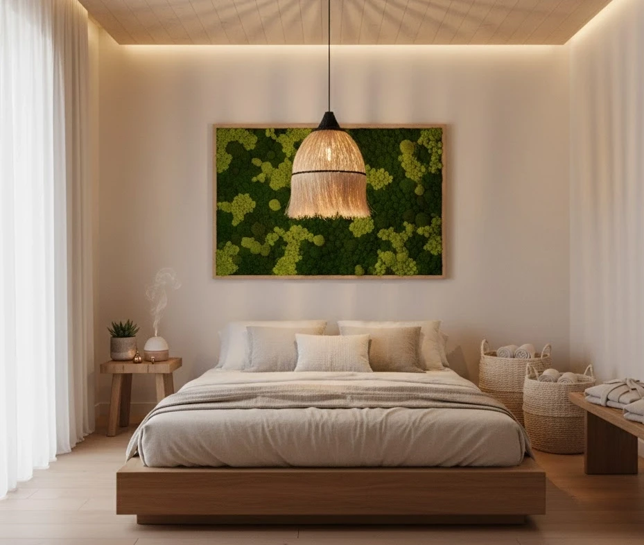 Lampa Boho z włókien babanowca i hiacyntu