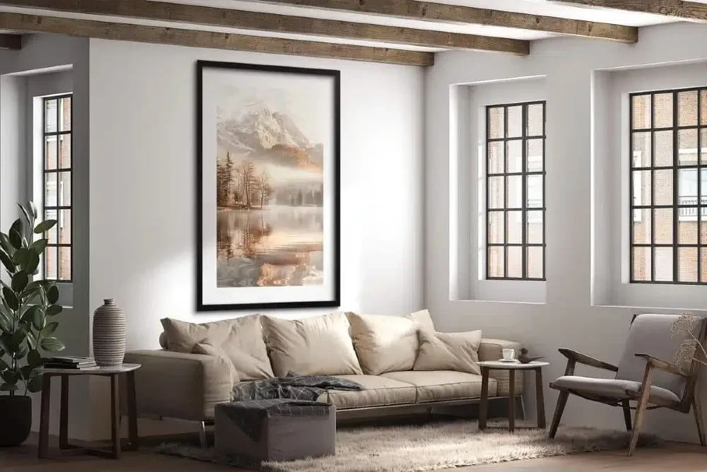 beżowe, ciepłe barwy, plakat