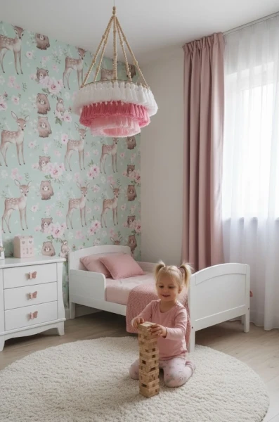 lampa sufitowa frędzle koraliki do pokoju dziewczynki