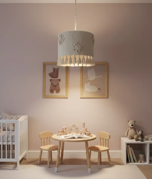 lampa z kwiatami i chwostami pokoj dziecka