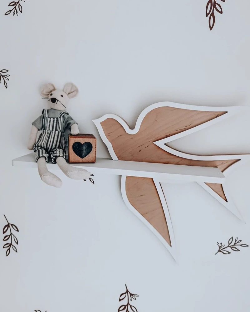półka drewniana ptaszek do pokoju dziecka