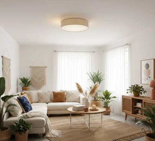 salon boho z plafonem len