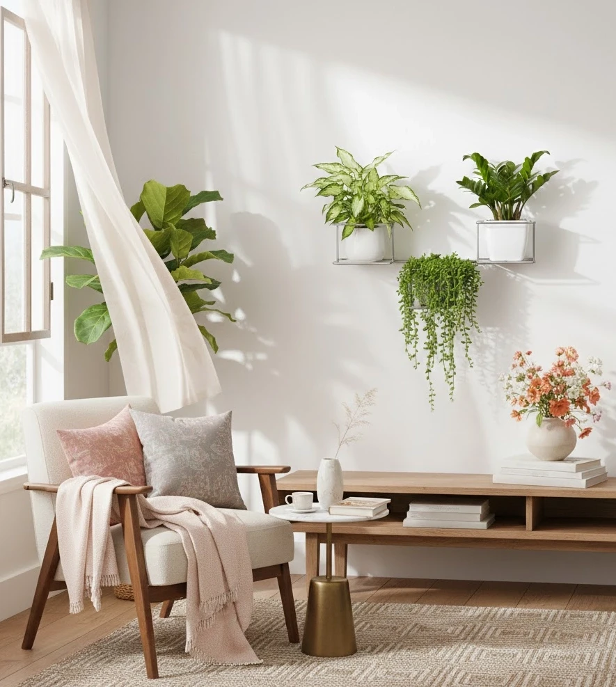 srebrny kwietnik do salonu