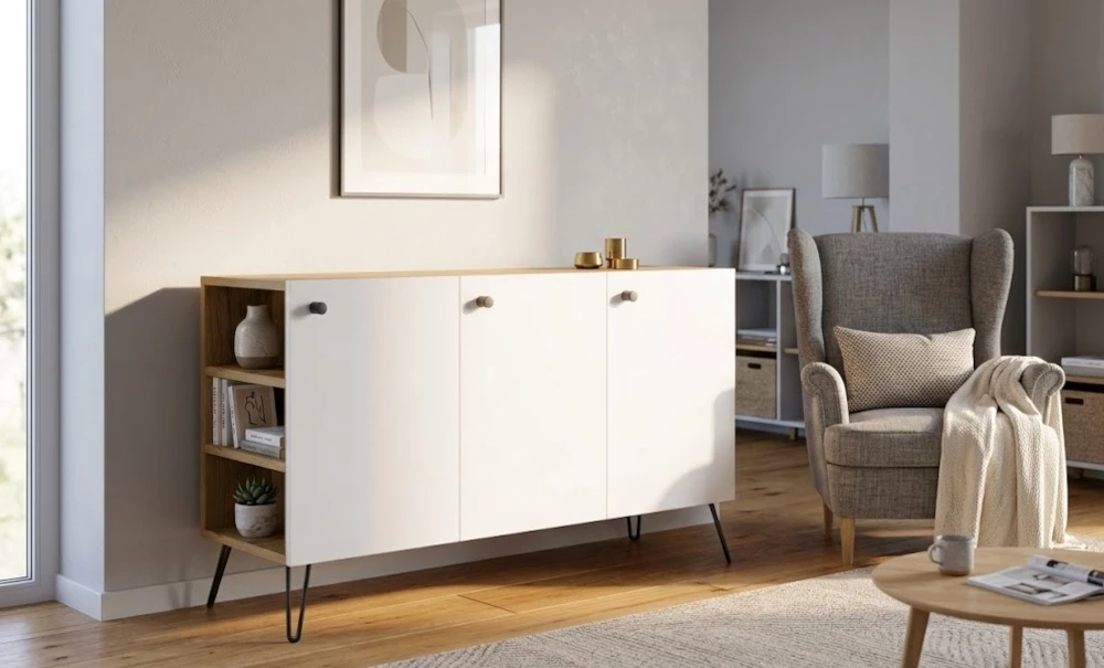 biała komoda hairpin nogi