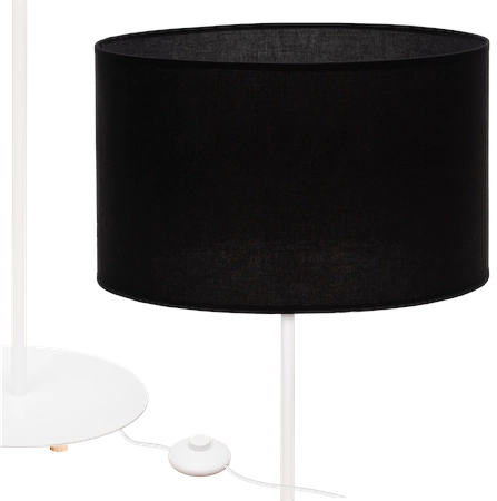 Biała lampa podłogowa Magni czarny abażur kontrastowe oświetlenie boho