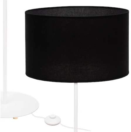 Biała lampa podłogowa Magni czarny abażur kontrastowe oświetlenie boho