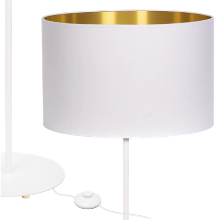Lampa podłogowa Magni biała noga złoty środek wysoki połysk