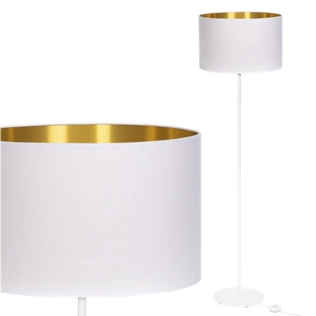 Lampa podłogowa biała noga złoty środek wysoki połysk