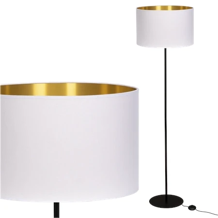 lampa podłogowa do salonu glamour biel, złoto i czerń