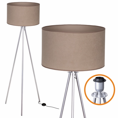 Lampa trójnóg z beżowym kloszem do czytania