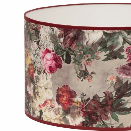 Detal materiałowego abażura z motywem kwiatowym dark floral róże