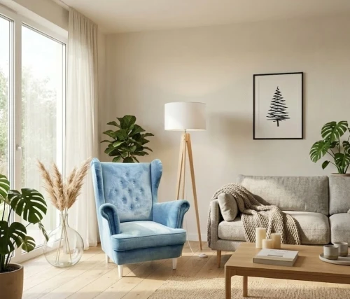 lampa podłogowa tripod salon skandynawski