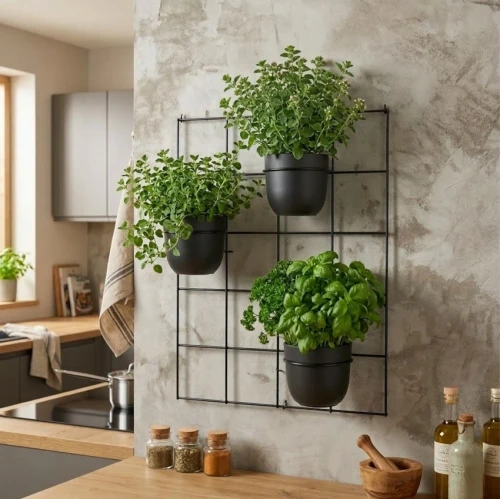 czarny kwietnik krata do kuchni na zioła