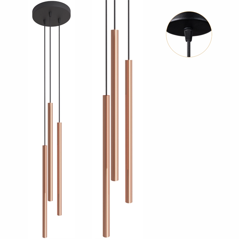 Lampa wisząca MODI czarno-miedziana styl loft 3xG9