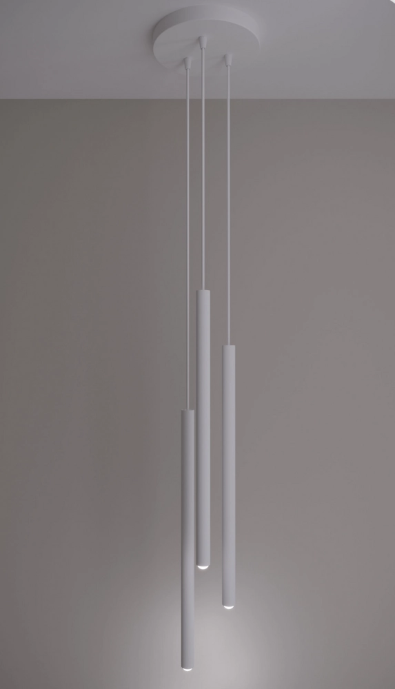 Biała lampa wisząca tuby Modi 3xG9