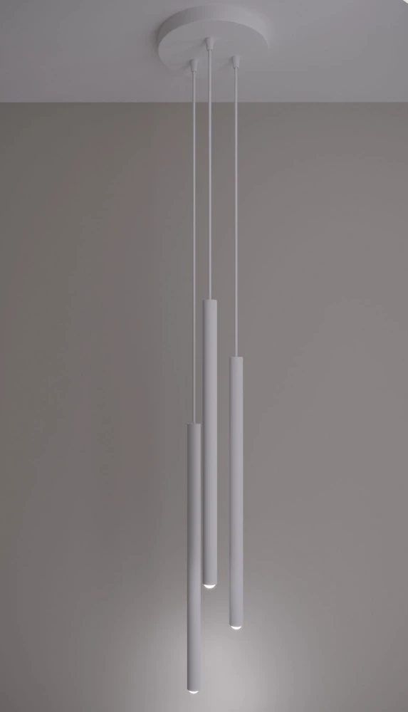 Biała lampa wisząca tuby Modi 3xG9