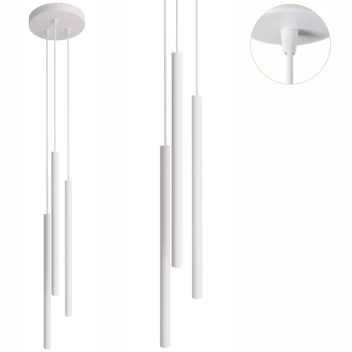 Biała lampa wisząca tuby Modi 3xG9 styl skandynawski