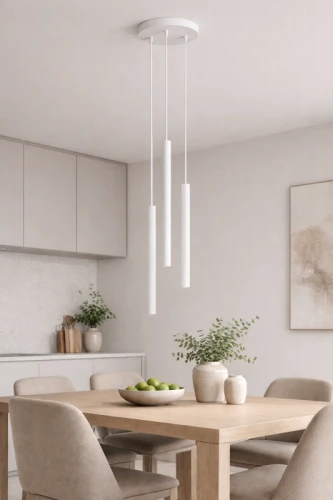 biała lampa zwis nad stół