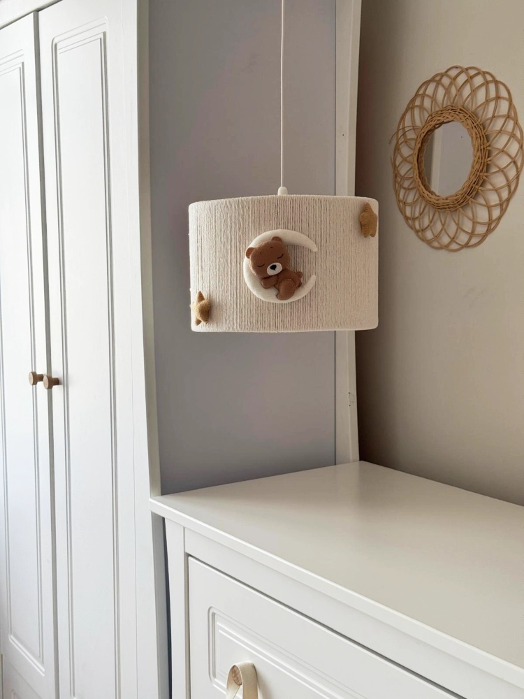 Ręcznie pleciony abażur ze sznurka bawełnianego - lampy dziecięcej w stylu boho