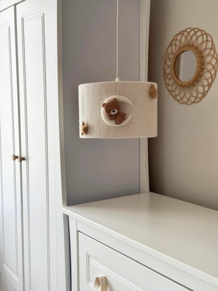 Ręcznie pleciony abażur ze sznurka bawełnianego - lampy dziecięcej w stylu boho