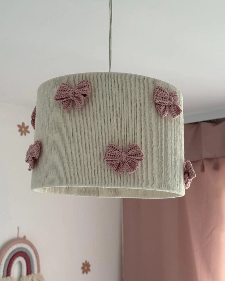 Lampa abażur handmade w kokardki | do pokoju dziecka