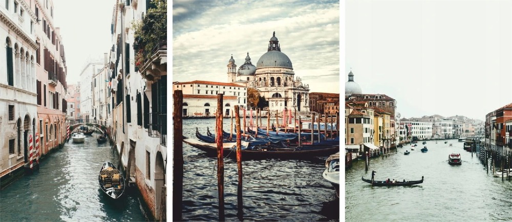 Plakaty Wenecja: Gondole, Kanały, Bazylika | Zestaw 3 Plakatów