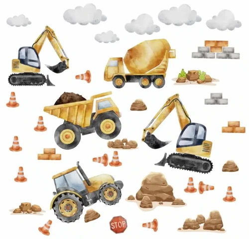 naklejka-scienna-koparka-akwarela-pokoj-chlopca