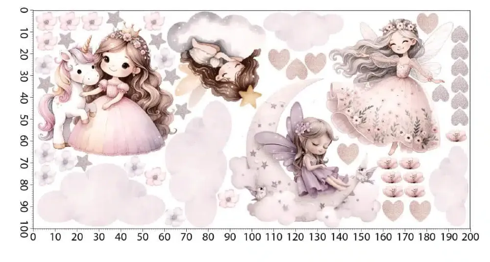 Naklejka ścienna wróżka śpiąca na chmurce do pokoju dziewczynki