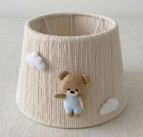 abazur stożek ze sznurka z misiem