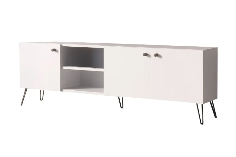 Szafka RTV biała 160 na metalowych nóżkach