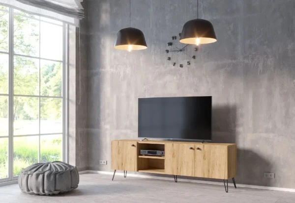 Szafka RTV dąb 160 na metalowych nogach