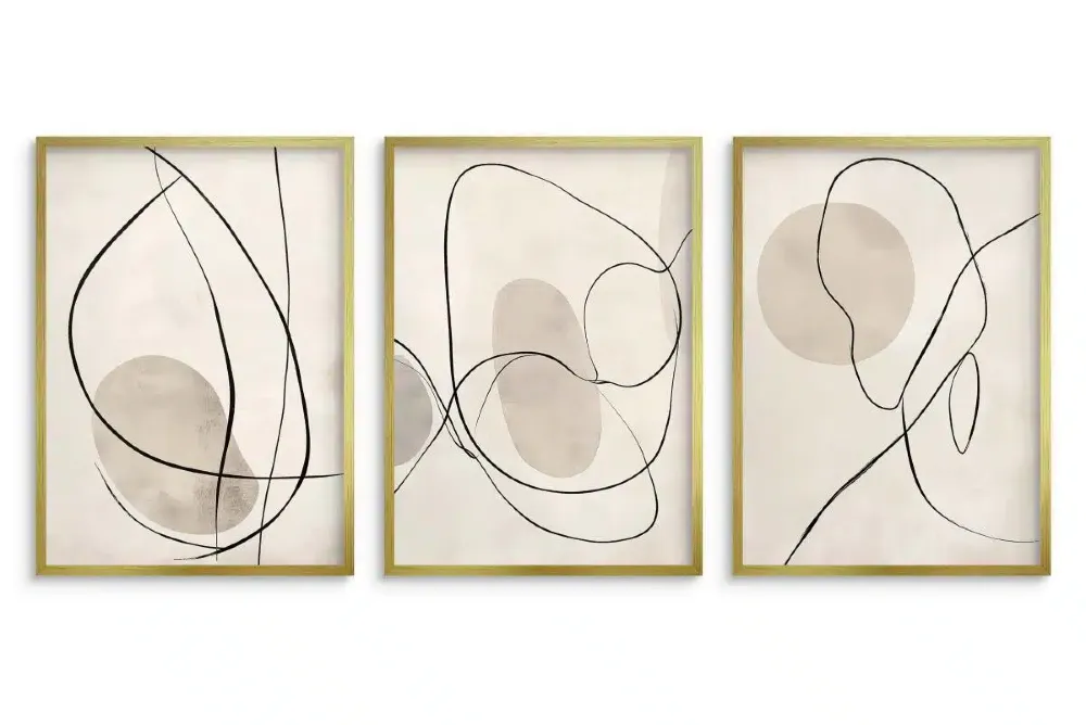 Zestaw 3 minimalistycznych plakatów, styl Japandi