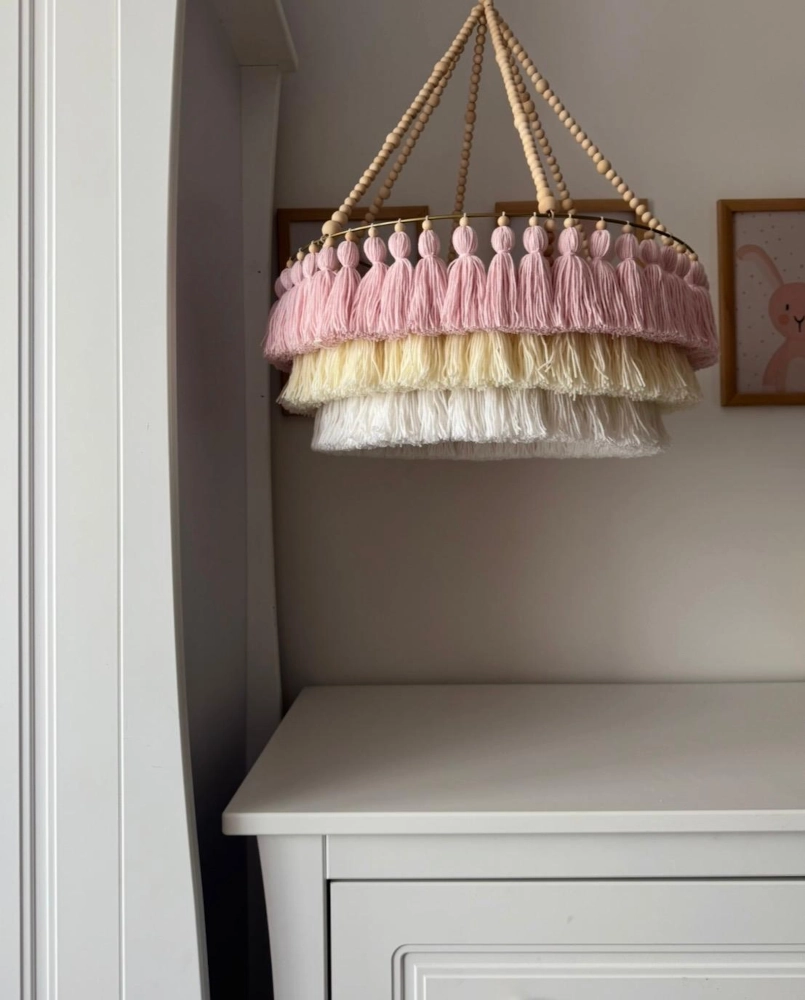 lampa handmade z frędzlami