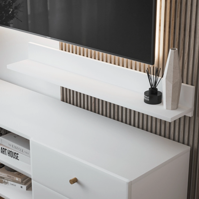 biała półka pod tv