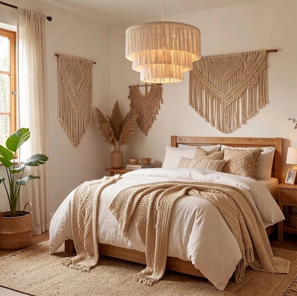 lampa wisząca sypialnia boho