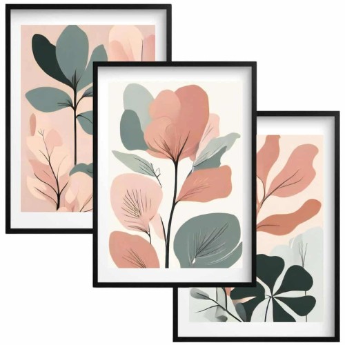 pastelowe plakaty botaniczne do sypialni boho