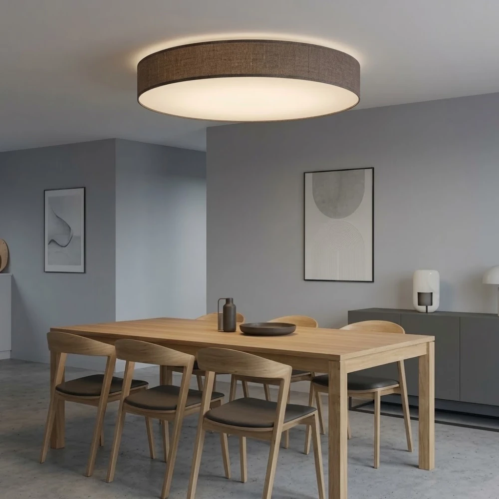 braz len nowoczesna lampa tkaninowa plafon