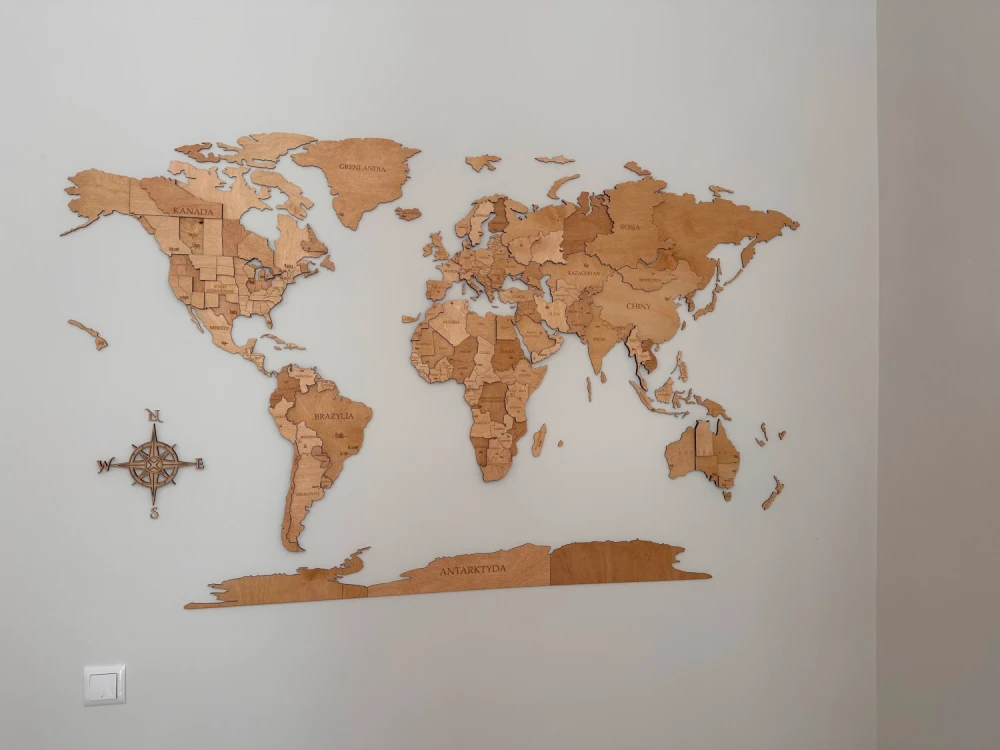 drewniana mapa świata 3d winchester