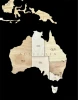 Dwukolorowa drewniana mapa świata 3D sklejka